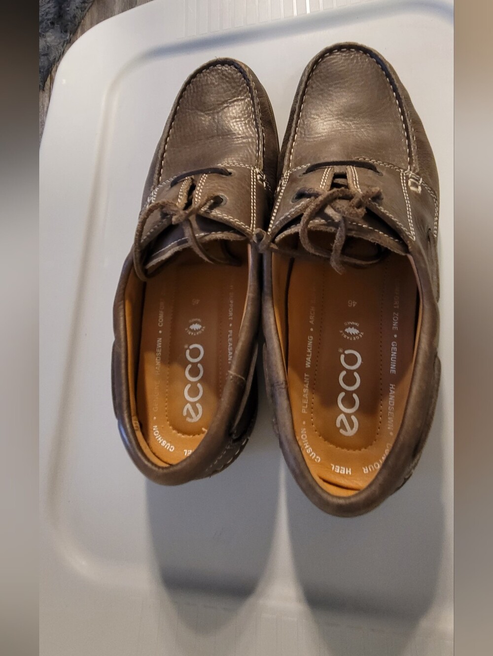 ECCO 46/12m Men's Brown Leather Casual Boat Shoes